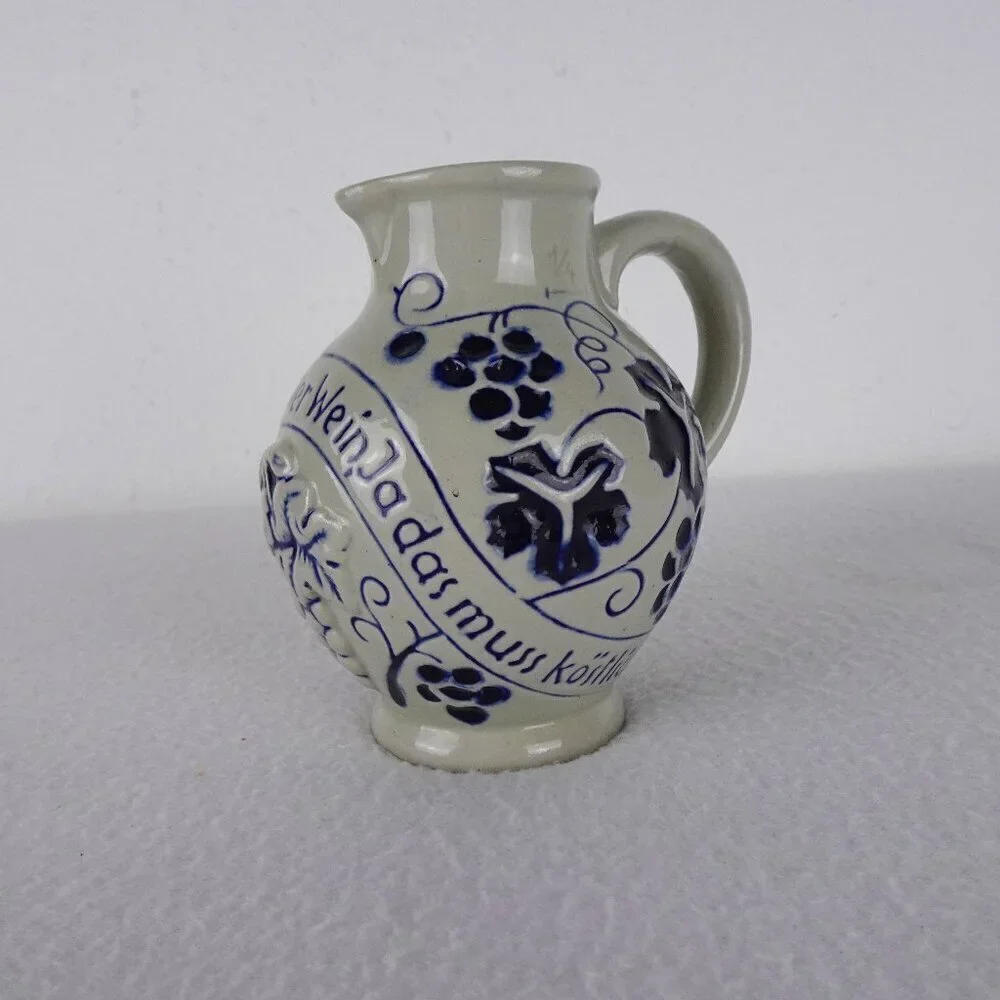 German Salt Glaze Wine Jug Pitcher 4.5